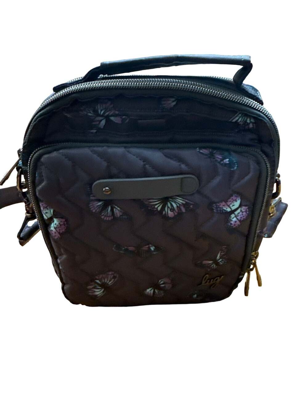 Lug Skeeter Convertible Crossbody Bag Butterfly Grey Print - Picture 2 of 4